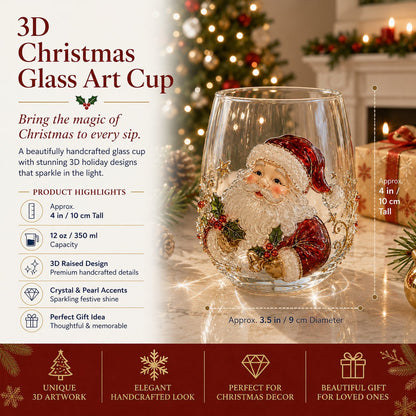 🎄 Christmas 3D Decorative Glass Cup