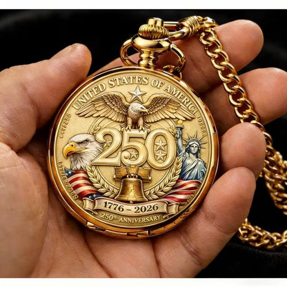 America 250th Anniversary Commemorative Pocket Watch — 1776-2026