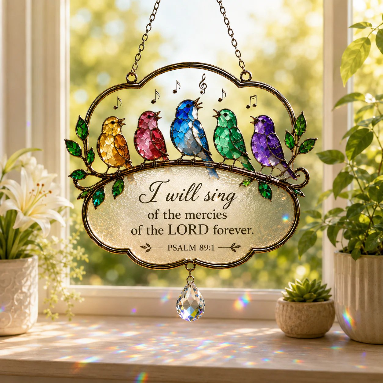 🕊️🎶 Psalm 89:1 Songbird Window Suncatcher