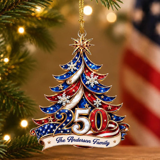✨ Personalized 250th America Christmas Ornament