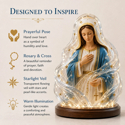 ✨ Our Lady of Starlight Illuminated Prayer Statue