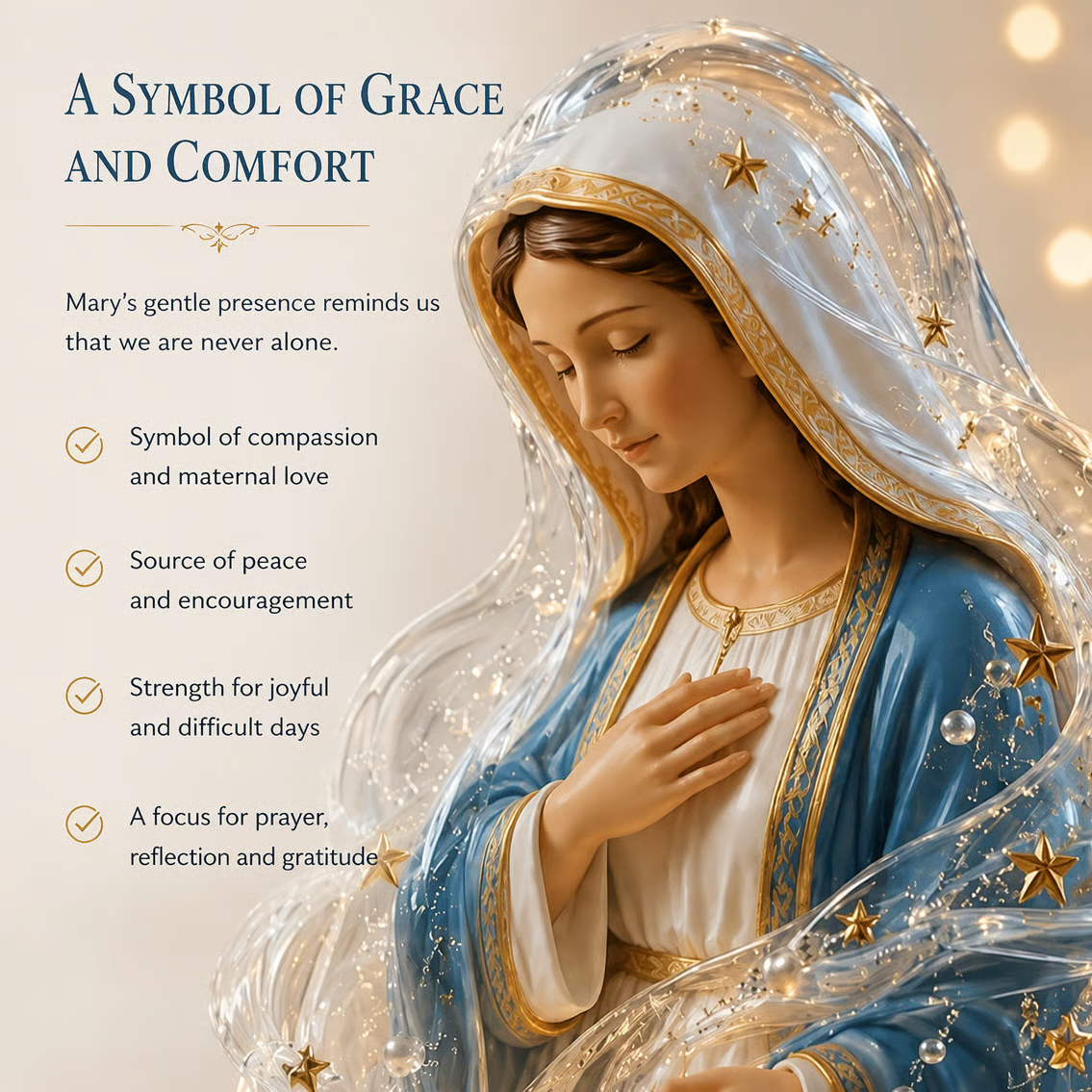 ✨ Our Lady of Starlight Illuminated Prayer Statue