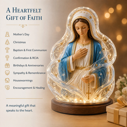 ✨ Our Lady of Starlight Illuminated Prayer Statue