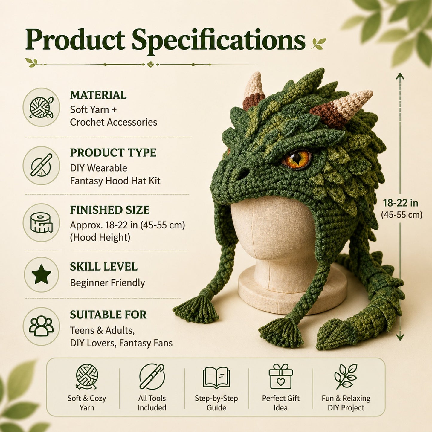 🧶✨ Fantasy Character Hood Hat DIY Crochet Kit Series
