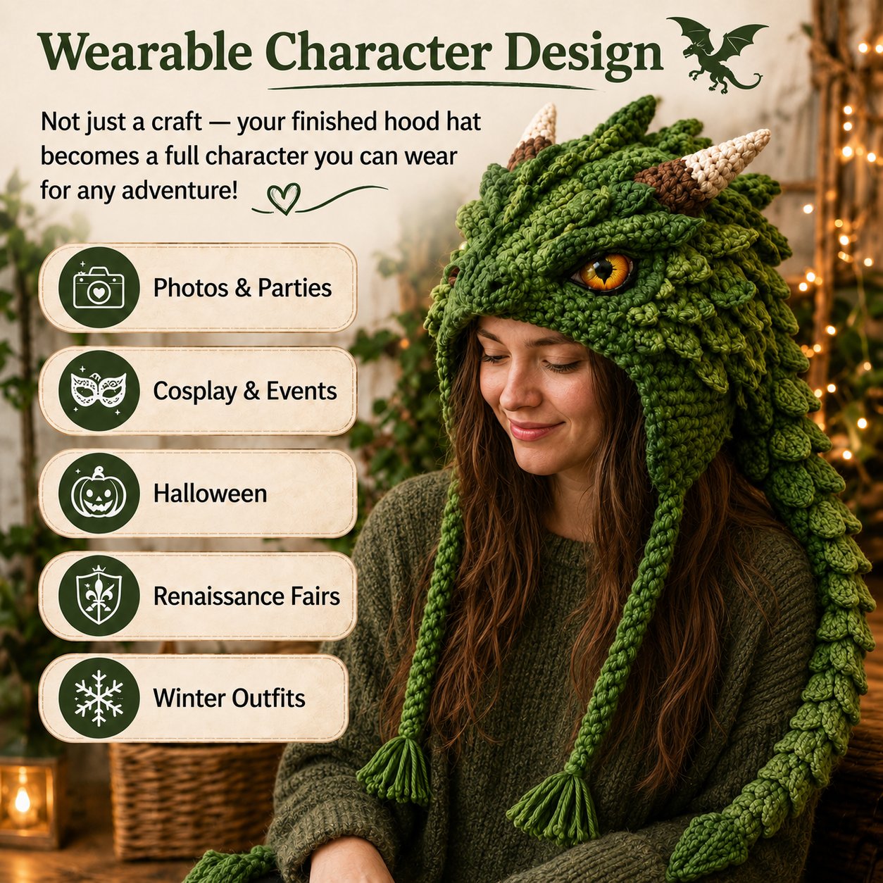 🧶✨ Fantasy Character Hood Hat DIY Crochet Kit Series