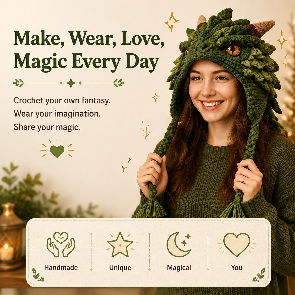 🧶✨ Fantasy Character Hood Hat DIY Crochet Kit Series