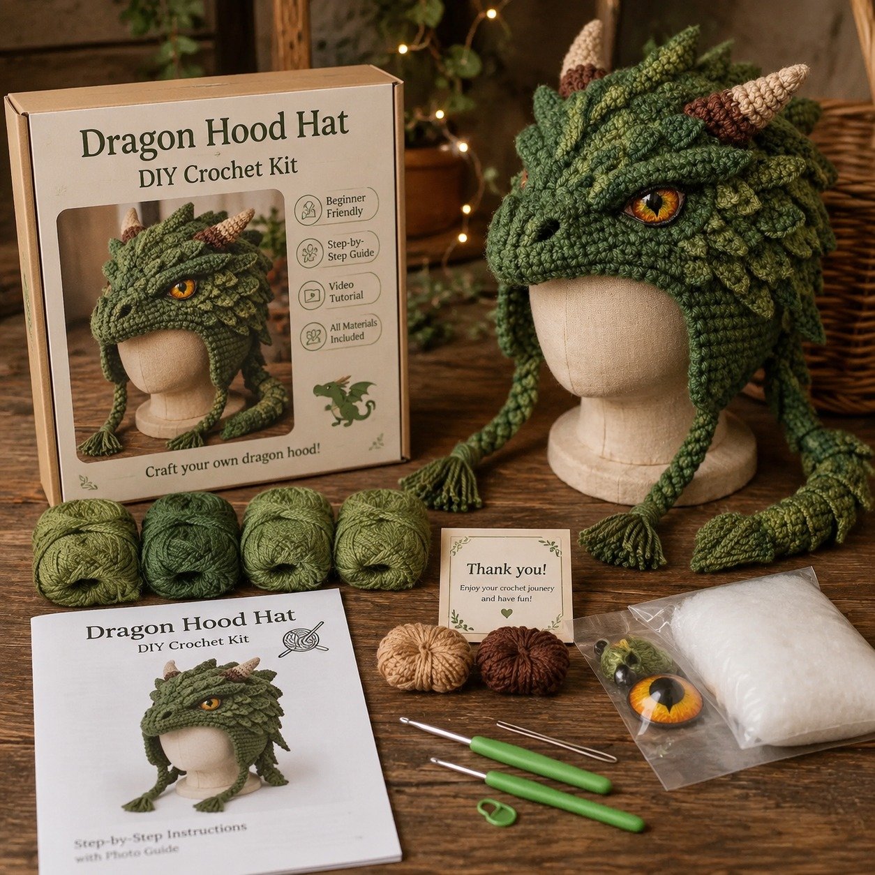 🧶✨ Fantasy Character Hood Hat DIY Crochet Kit Series