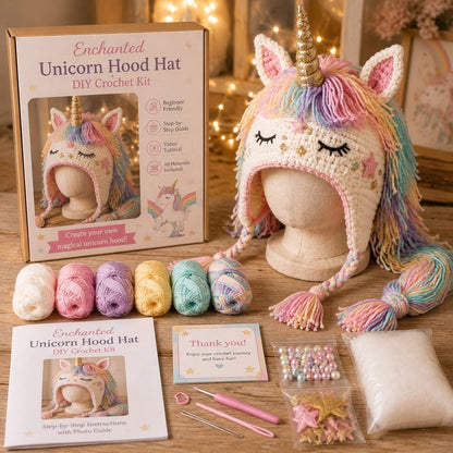 🧶✨ Fantasy Character Hood Hat DIY Crochet Kit Series