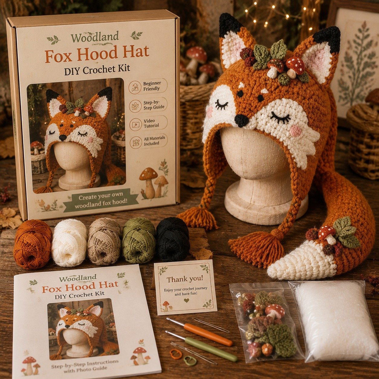 🧶✨ Fantasy Character Hood Hat DIY Crochet Kit Series