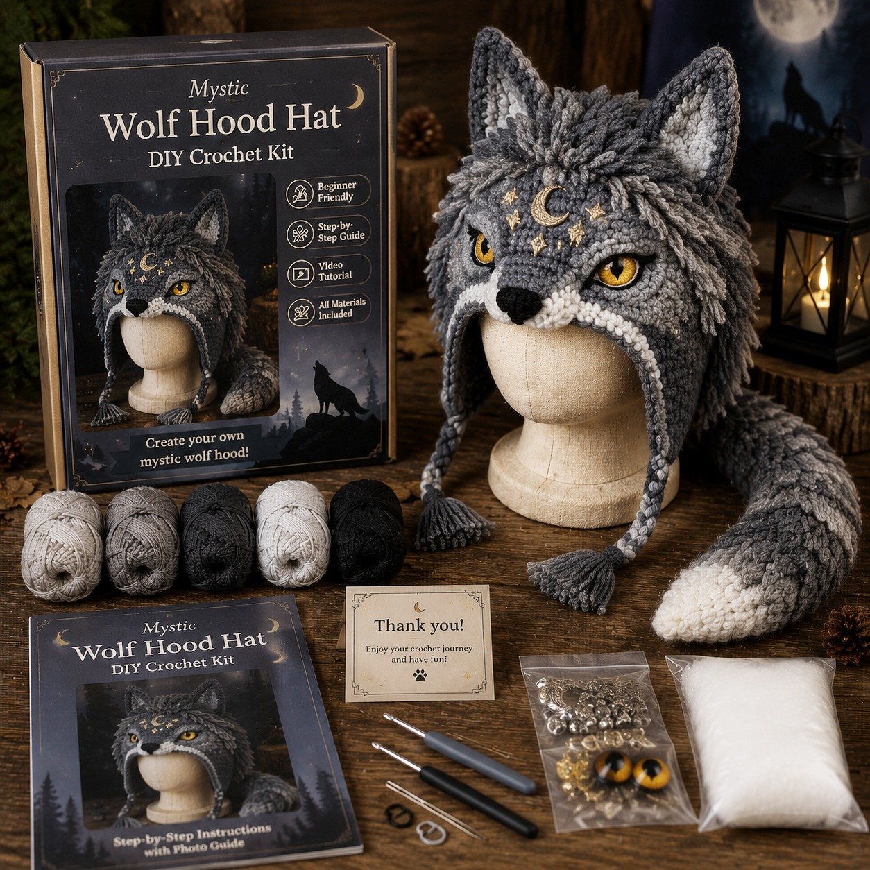 🧶✨ Fantasy Character Hood Hat DIY Crochet Kit Series