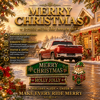 3-Piece Christmas Car Emblem Metal Badge Set