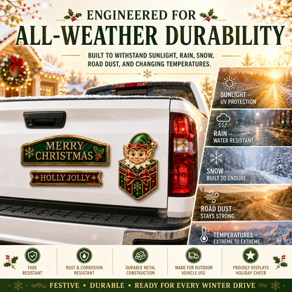 3-Piece Christmas Car Emblem Metal Badge Set
