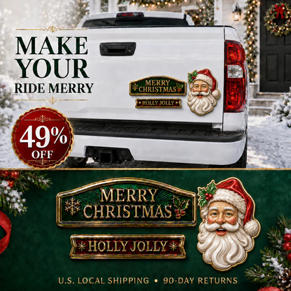 3-Piece Christmas Car Emblem Metal Badge Set