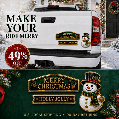 3-Piece Christmas Car Emblem Metal Badge Set