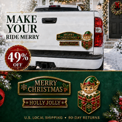 3-Piece Christmas Car Emblem Metal Badge Set