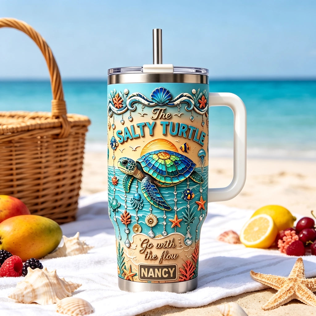 🏖️Personalized Sea Turtle Ocean Tumbler With Name🌴🌊