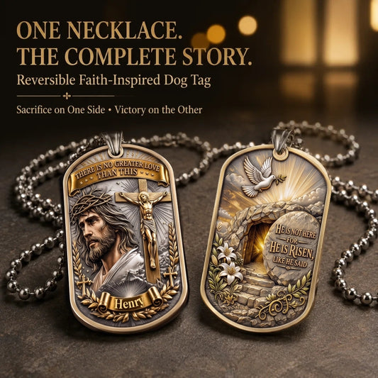 ✝️❤️Personalized "Greater Love" 3D Jesus Dog Tag Necklace - Customized Christian Faith Keepsake