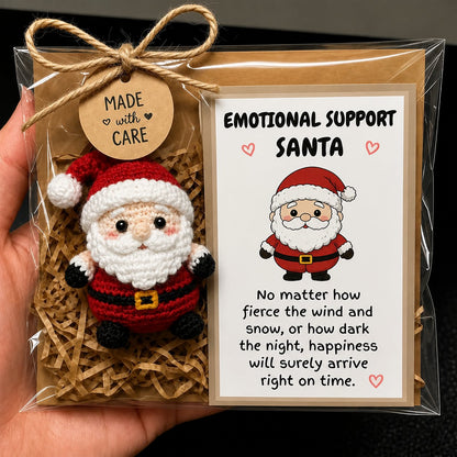 🎄 Emotional Support Crochet Plushie – Handmade Pocket-Sized Christmas Cheer 🧡