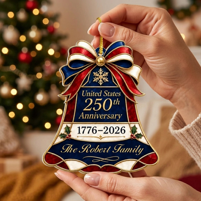 🇺🇸 United States 250th Anniversary Personalized Christmas Bell Ornament