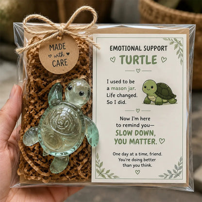 Second Life Comfort Glass Keepsake Gift – Little Angel & Emotional Support Turtle