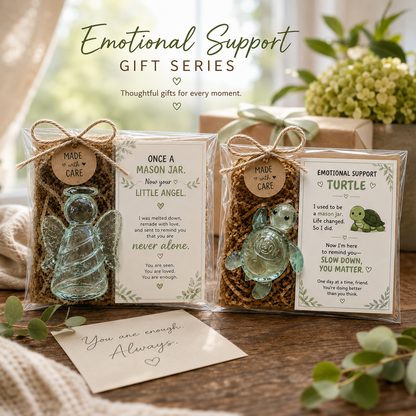 Second Life Comfort Glass Keepsake Gift – Little Angel & Emotional Support Turtle