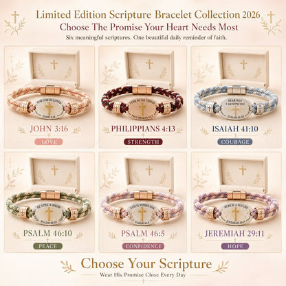 ✝️ Christian Scripture Faith Bracelet Collection – 6 Meaningful Bible Verse Designs with Raised Gold Cross, Magnetic Clasp &amp; Matching Gift Box 🙏✨
