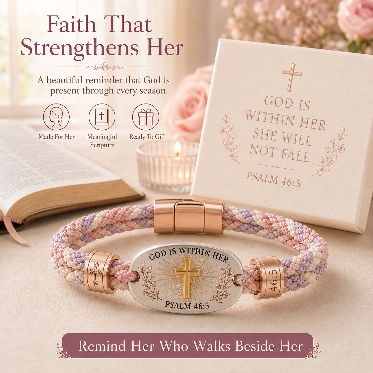 ✝️ Christian Scripture Faith Bracelet Collection – 6 Meaningful Bible Verse Designs with Raised Gold Cross, Magnetic Clasp &amp; Matching Gift Box 🙏✨