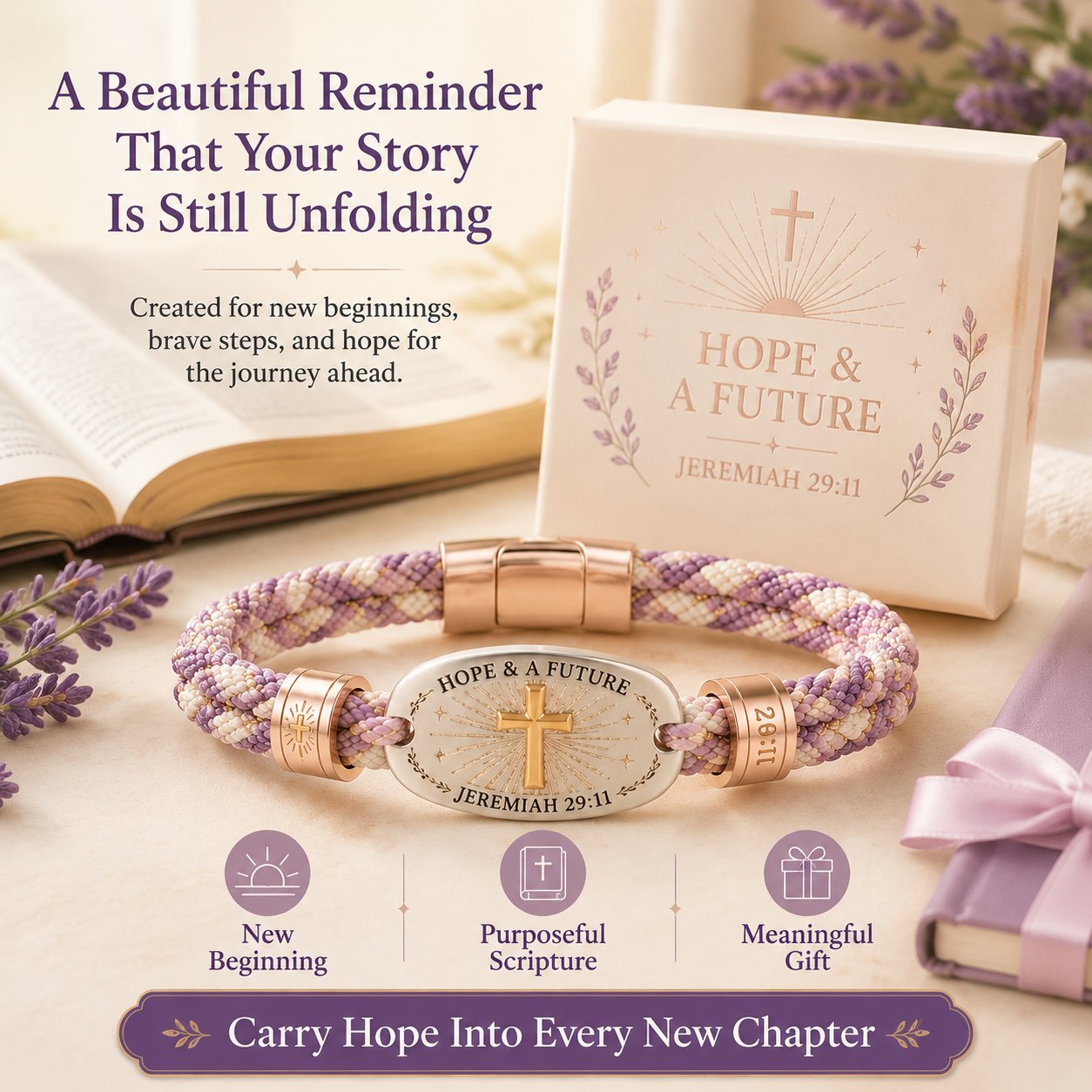✝️ Christian Scripture Faith Bracelet Collection – 6 Meaningful Bible Verse Designs with Raised Gold Cross, Magnetic Clasp &amp; Matching Gift Box 🙏✨
