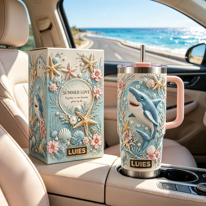 Personalized Summer Beach Shark Tumbler