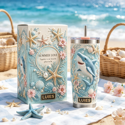 Personalized Summer Beach Shark Tumbler