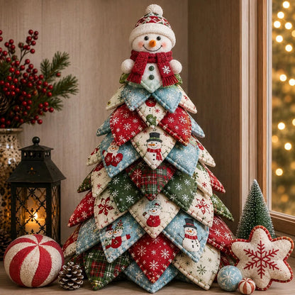 🎄 DIY Quilted Christmas Tree Kit – Handmade Fabric Holiday Tabletop Tree Decor ✂️✨