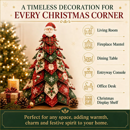 🎄 DIY Quilted Christmas Tree Kit – Handmade Fabric Holiday Tabletop Tree Decor ✂️✨