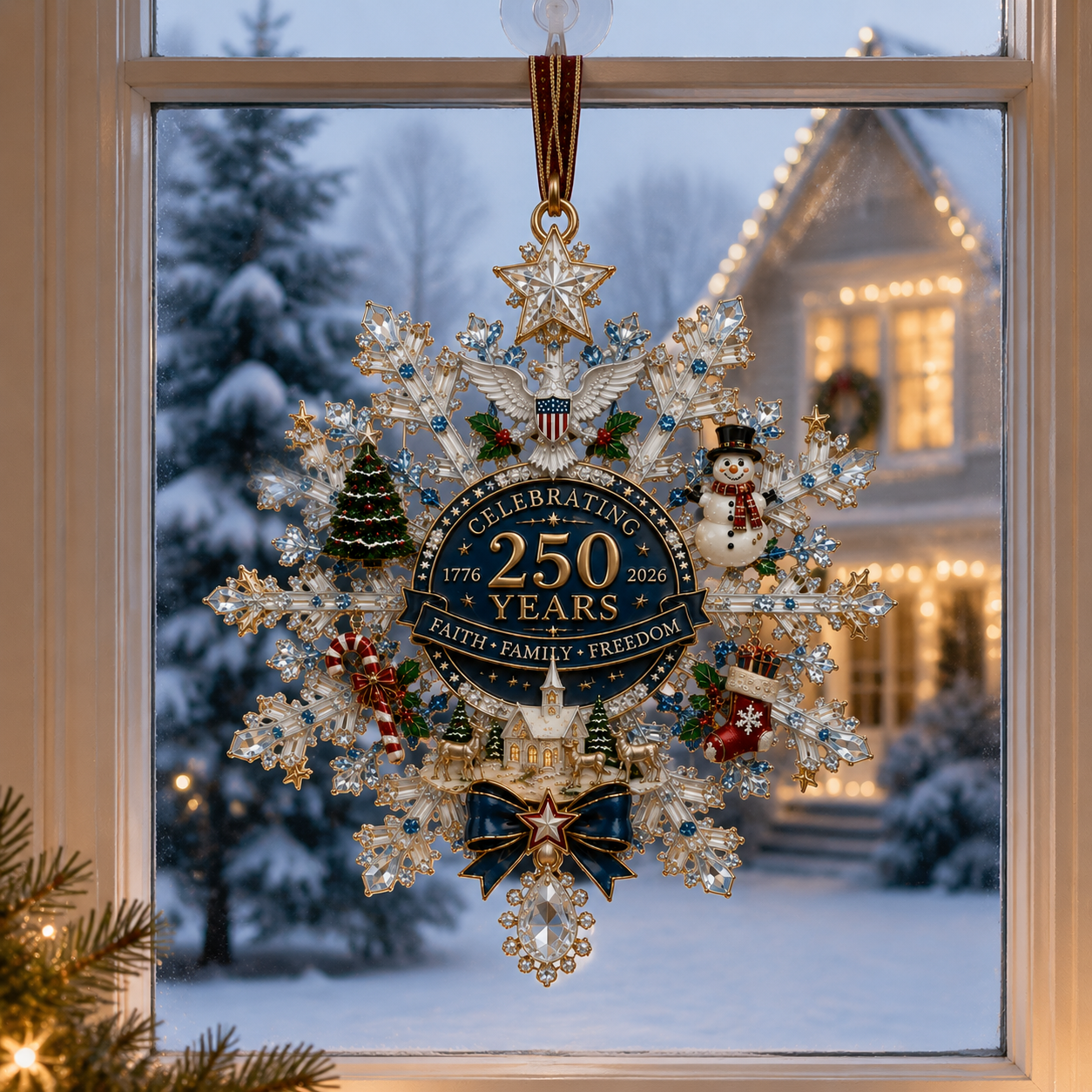 ✨ Shimmering Silver Christmas Commemorative Snowflake Ornament – Limited Anniversary Edition 🎄🇺🇸