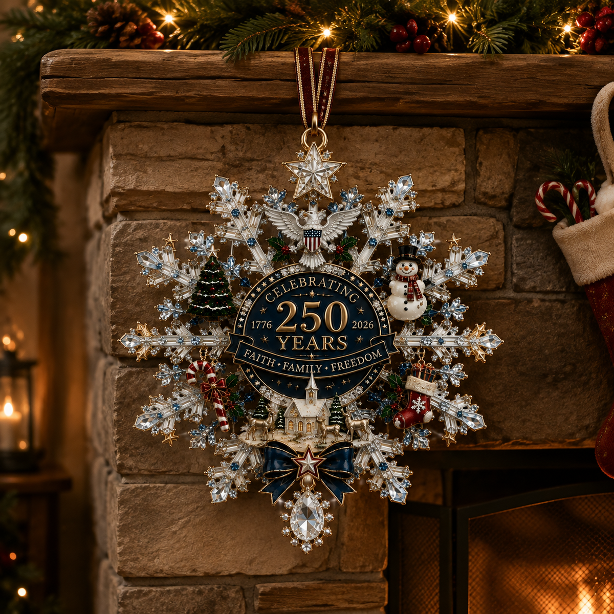 ✨ Shimmering Silver Christmas Commemorative Snowflake Ornament – Limited Anniversary Edition 🎄🇺🇸