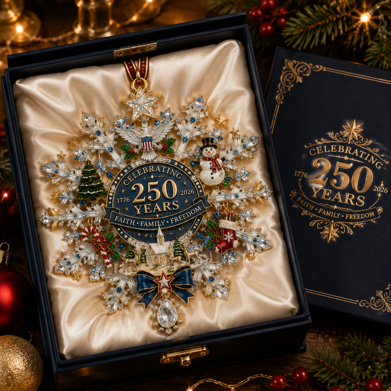 ✨ Shimmering Silver Christmas Commemorative Snowflake Ornament – Limited Anniversary Edition 🎄🇺🇸