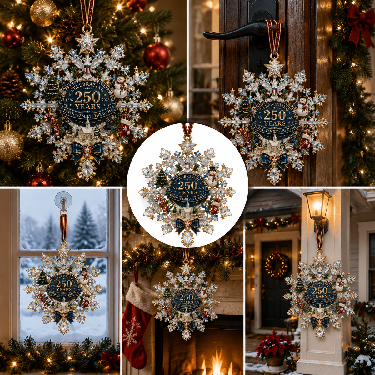 ✨ Shimmering Silver Christmas Commemorative Snowflake Ornament – Limited Anniversary Edition 🎄🇺🇸