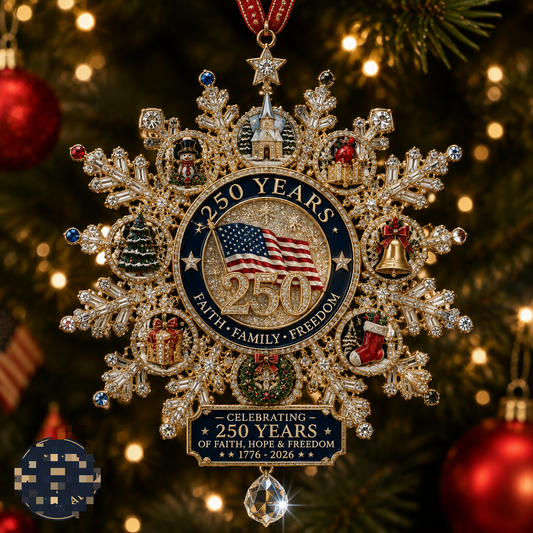 ✨ Patriotic-Themed Limited Edition – Glistening Gold Christmas Commemorative Snowflake Ornament