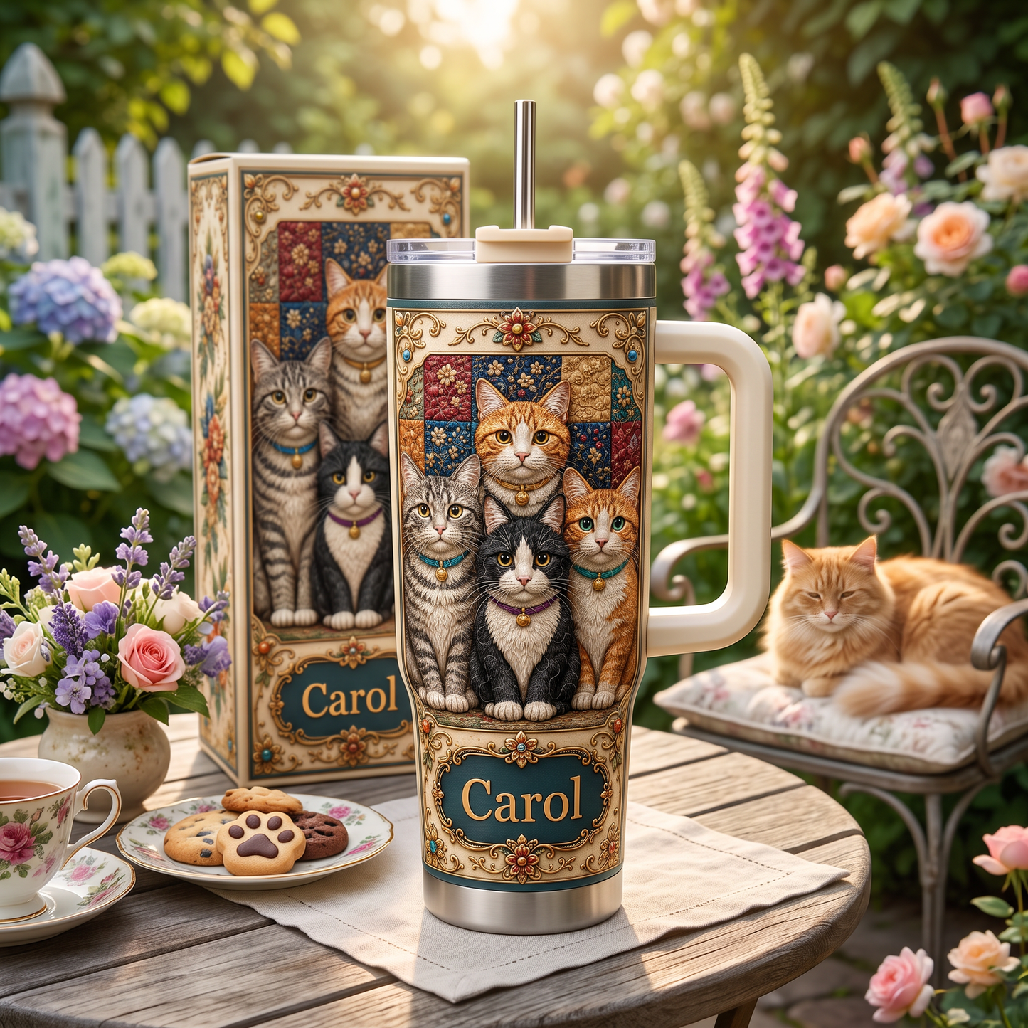 Personalized Cat Lover Tumbler – Custom Name Cat Mom Gift Cup