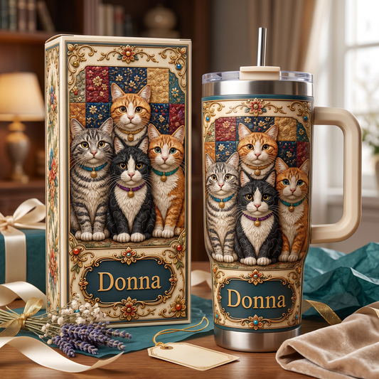 Personalized Cat Lover Tumbler – Custom Name Cat Mom Gift Cup