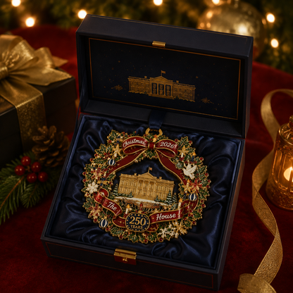 White House Scene Christmas Wreath Commemorative Ornament