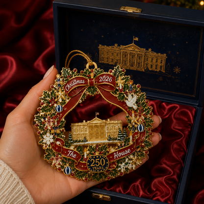 White House Scene Christmas Wreath Commemorative Ornament