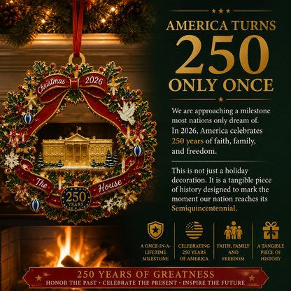 White House Scene Christmas Wreath Commemorative Ornament