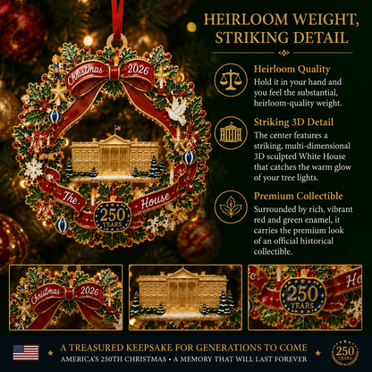 White House Scene Christmas Wreath Commemorative Ornament