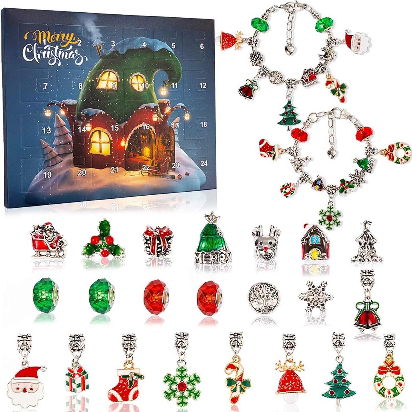 🎅24 Pcs DIY Christmas Advent Calendar Bracelets Set