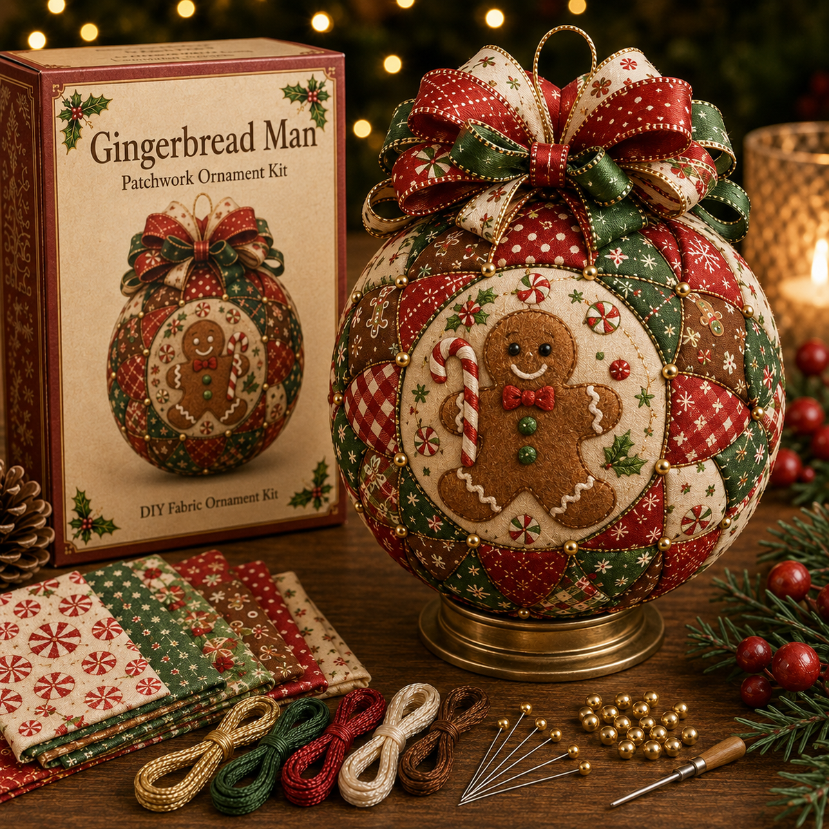 ❤️Beginner-Friendly🎄Christmas Classics Patchwork Ornament DIY Kit