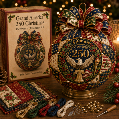 ❤️Beginner-Friendly🎄 USA 250th Anniversary Christmas Patchwork Ornament DIY Kit