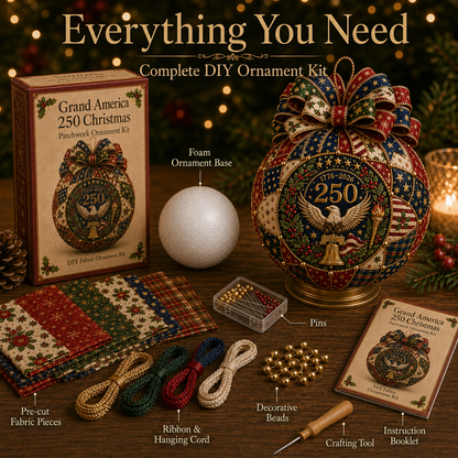 ❤️Beginner-Friendly🎄 USA 250th Anniversary Christmas Patchwork Ornament DIY Kit