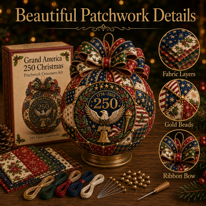 ❤️Beginner-Friendly🎄 USA 250th Anniversary Christmas Patchwork Ornament DIY Kit