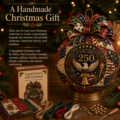 ❤️Beginner-Friendly🎄 USA 250th Anniversary Christmas Patchwork Ornament DIY Kit