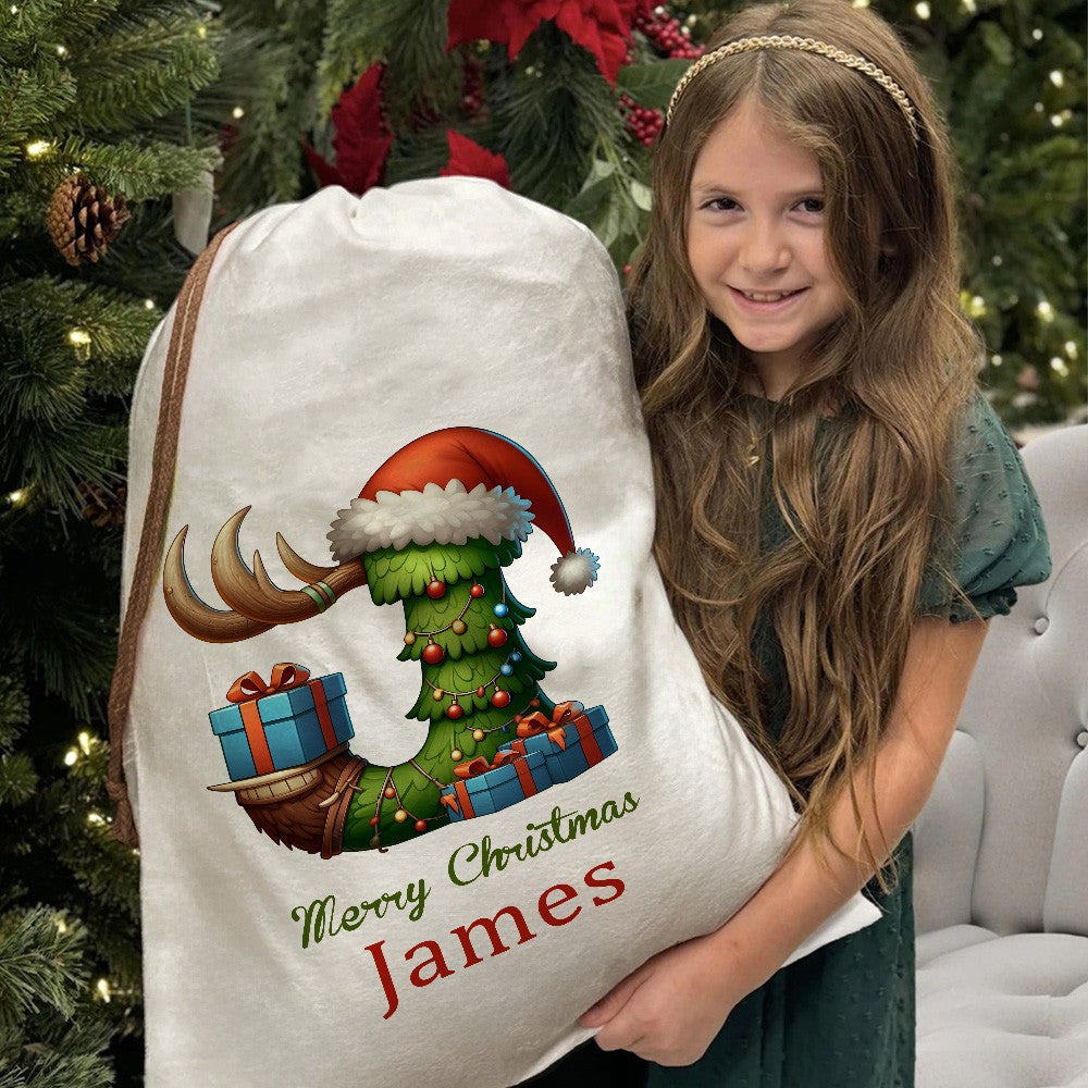 🎄 Personalized Christmas Gift Sack – A Festive Bag Made Just for Them